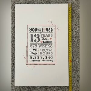 Charming 13th Birthday Photo in Black, Red & Pink. Fits 11”x17” frame